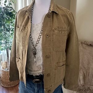 Lucky Brand Tan / Caramel Cropped Utility Jacket - Size XS (adult) or Teen Size